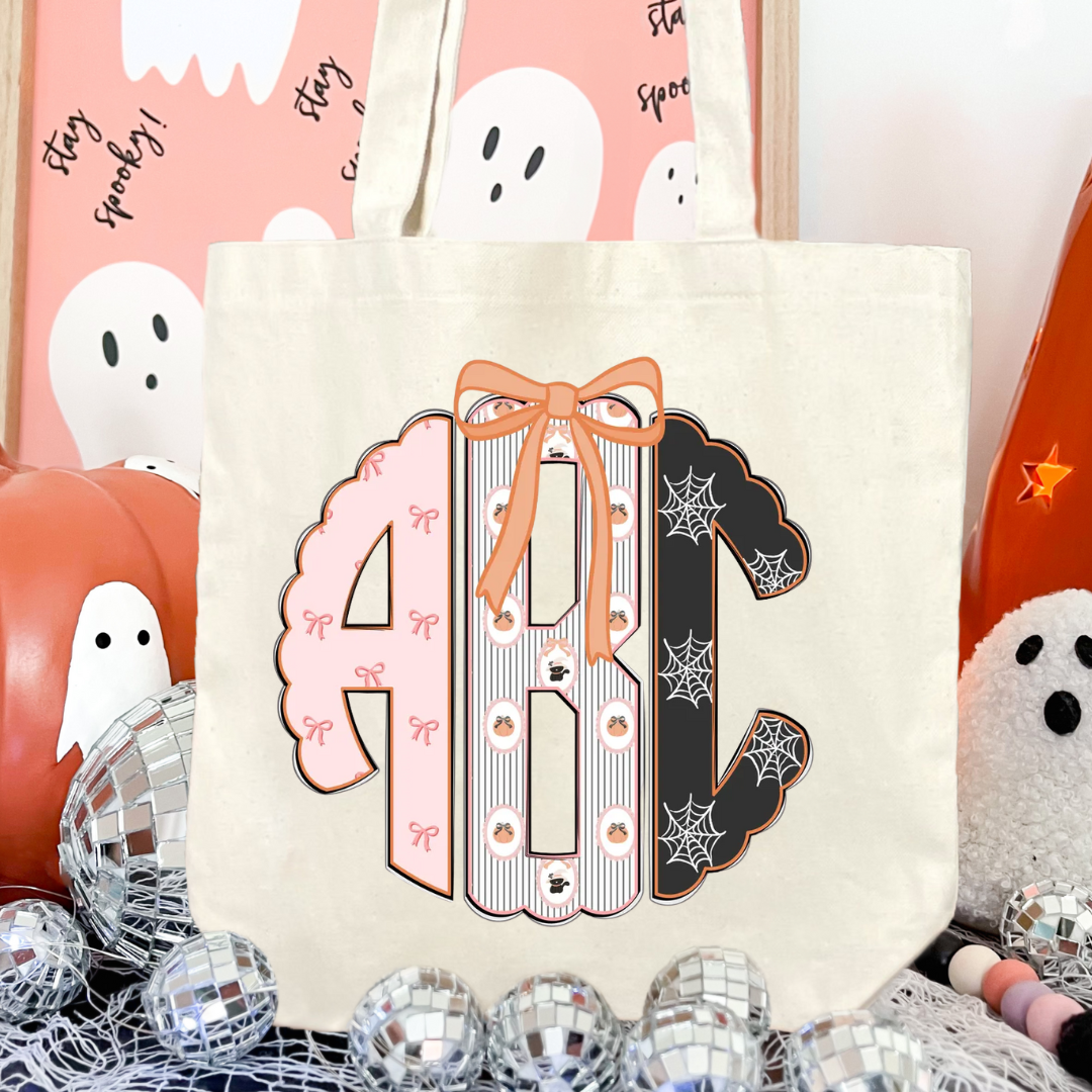 Coquette Halloween Monogram Tote