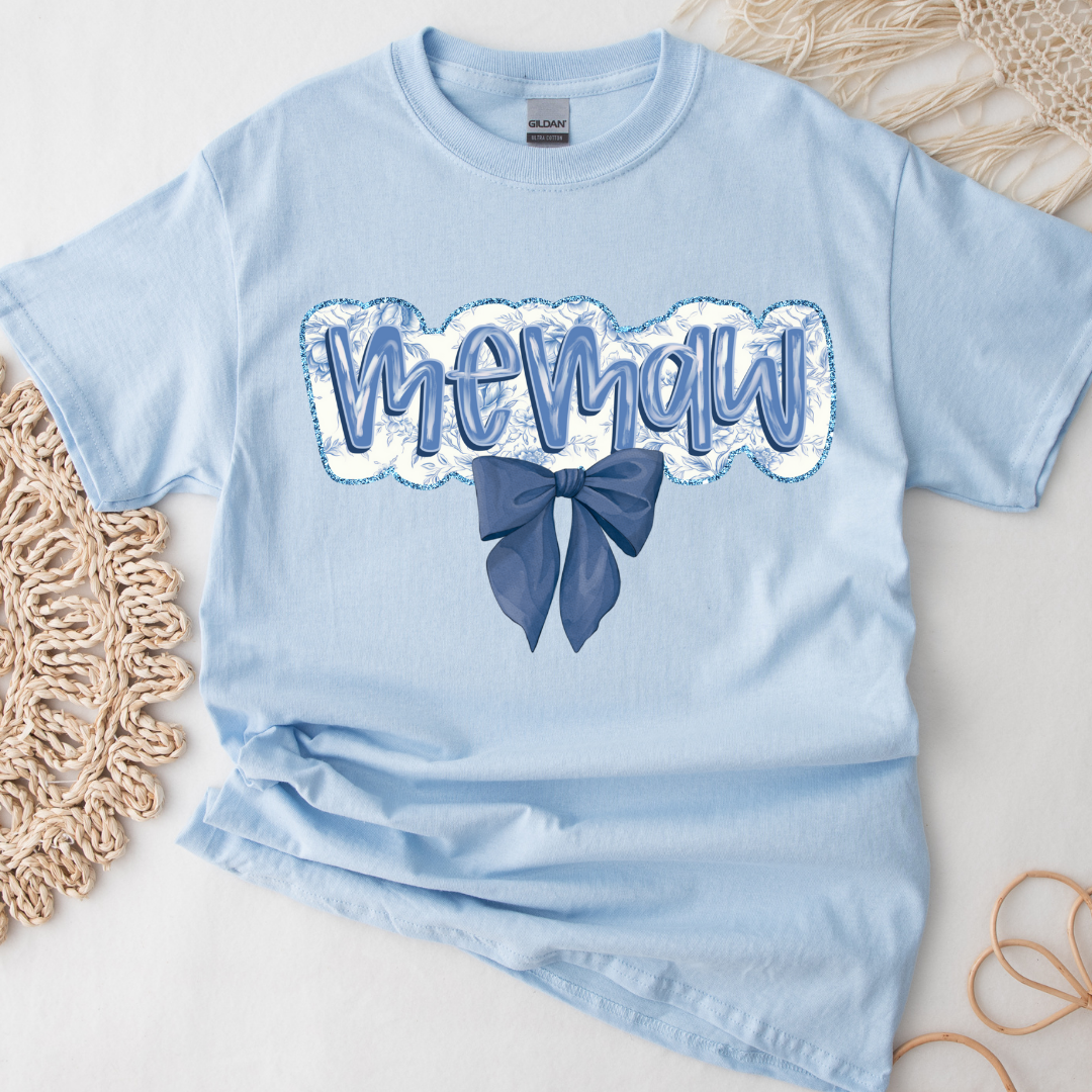 Blue Floral Custom Name T-Shirt